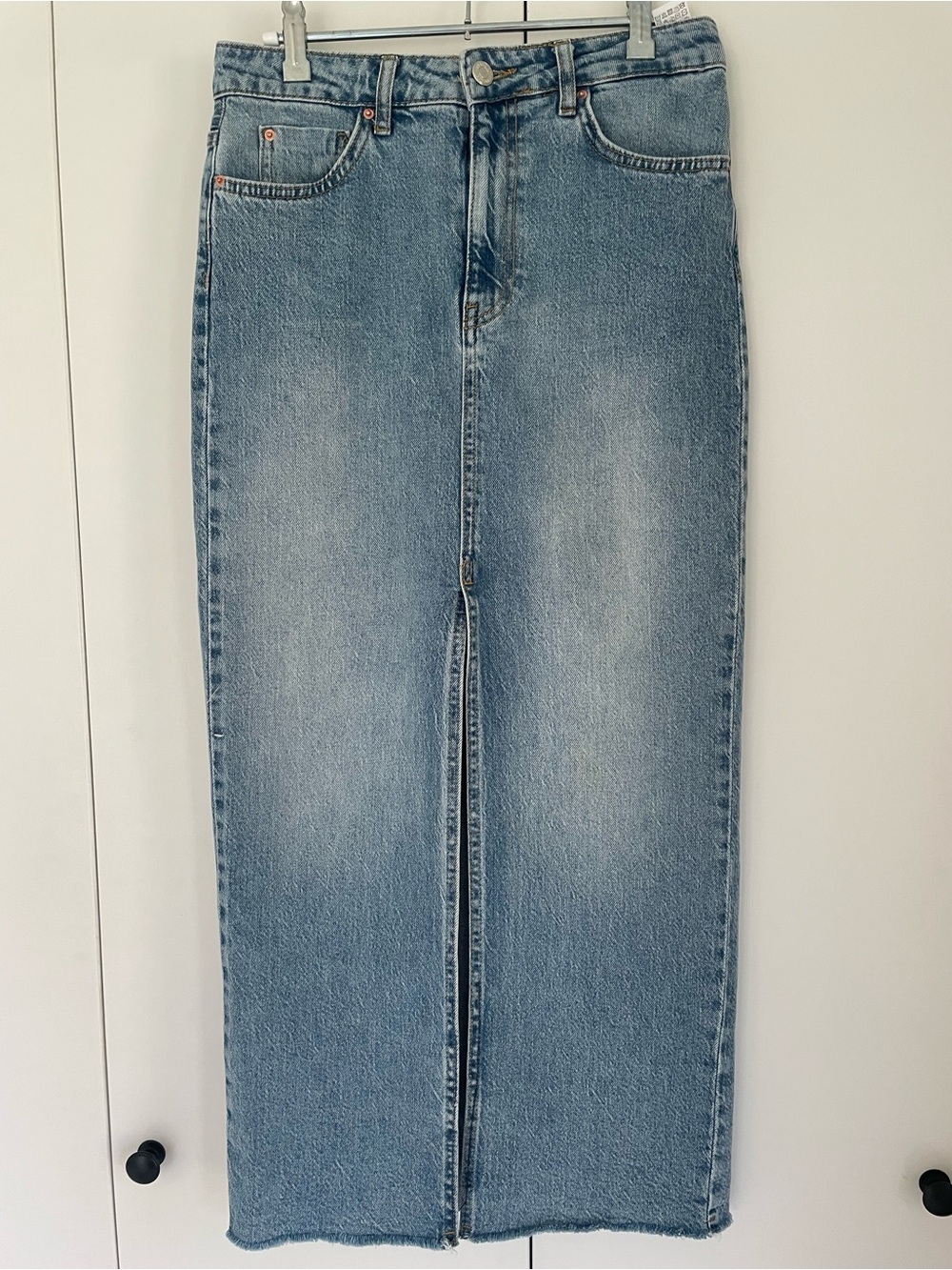 Stradivarius Long Denim Skirt with Front Slit